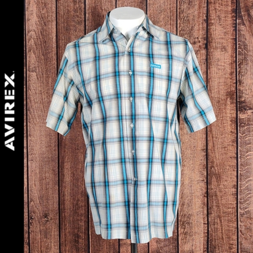 Plaid Short Sleeve Men's Button Up Excellent Condition